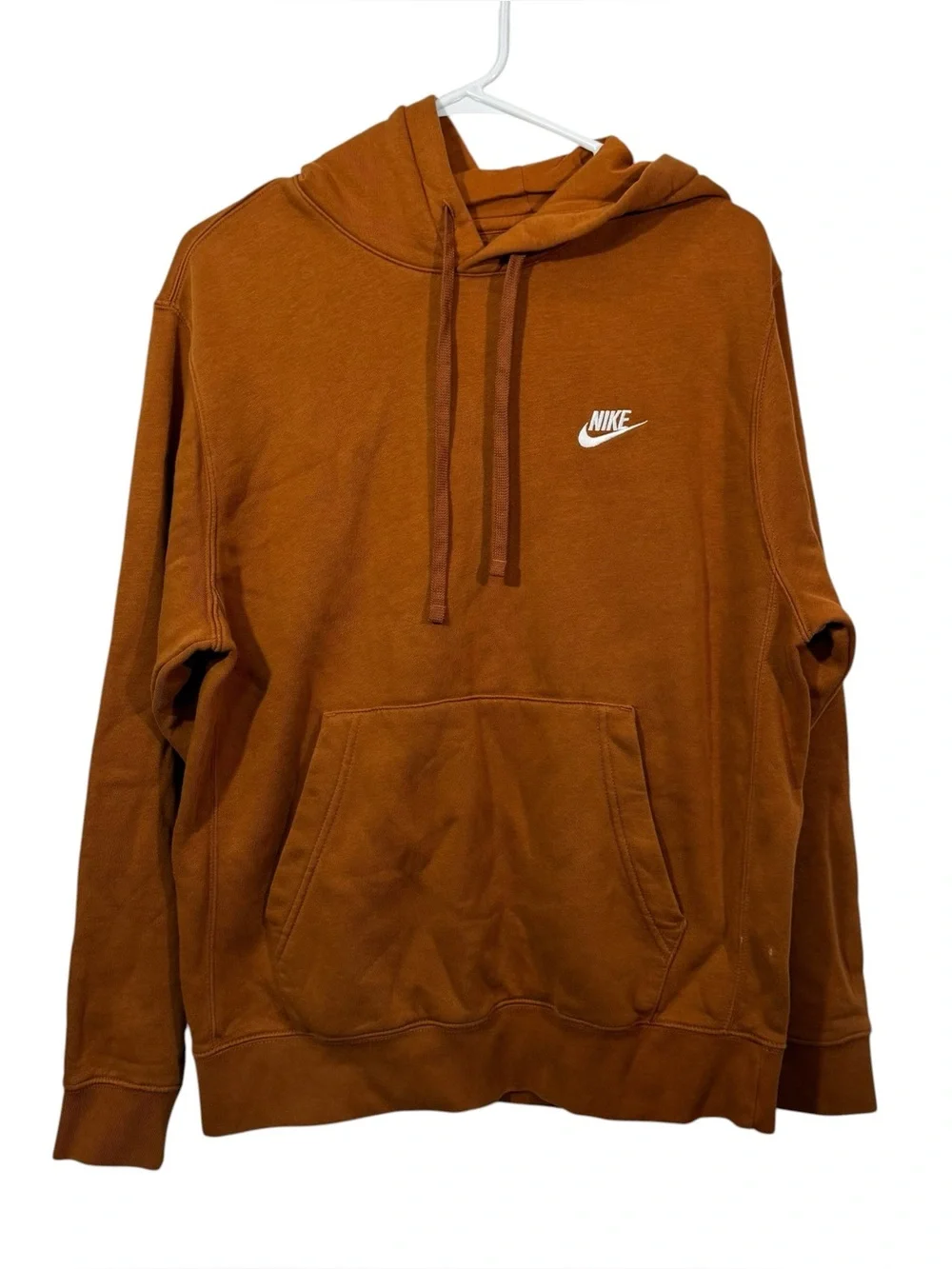 Nike Burnt Orange Club Fleece Athletic Pullover Hoodie Sweatshirt